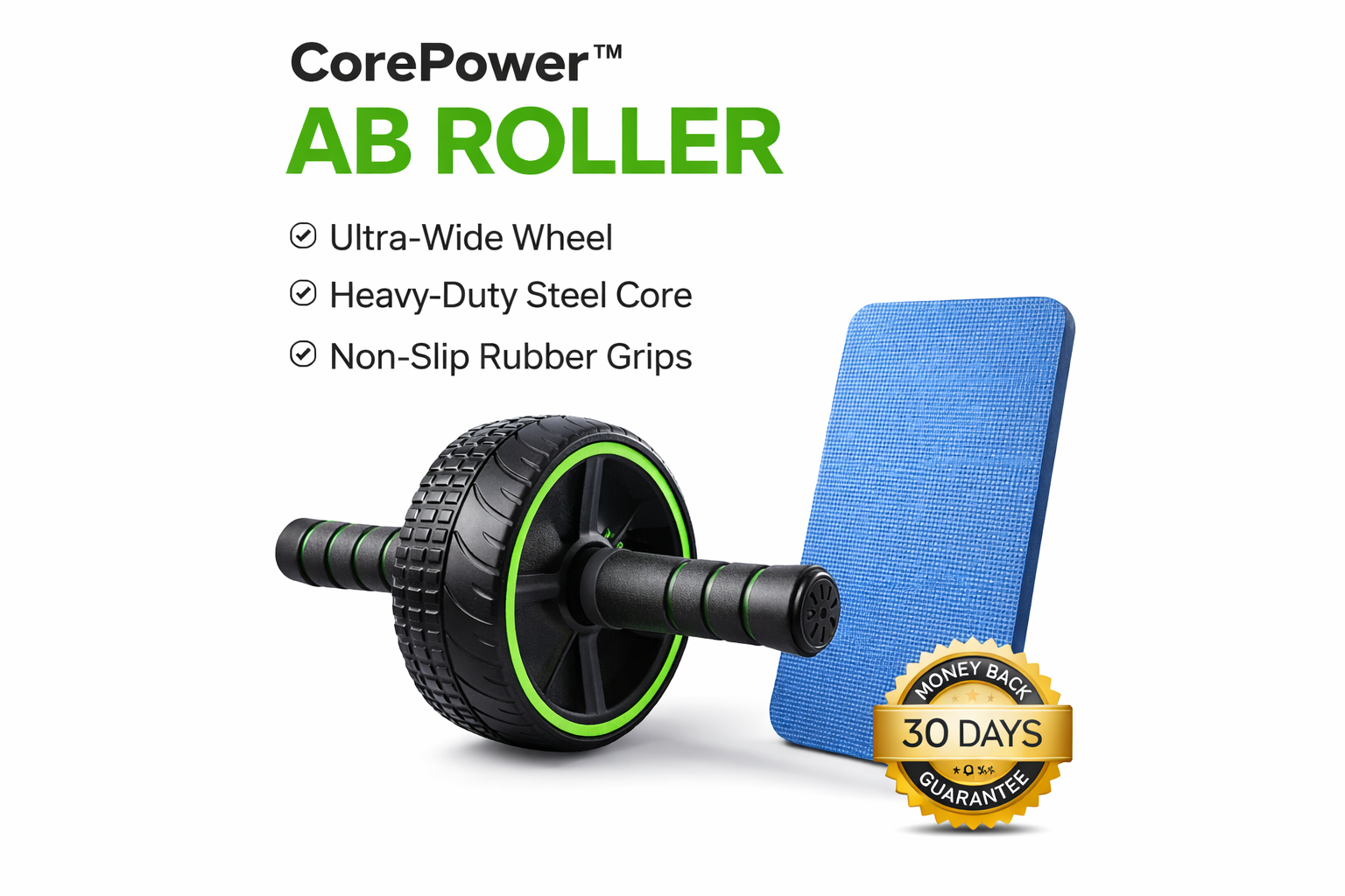CorePower Ab Roller – Ab Wheel with Knee Pad